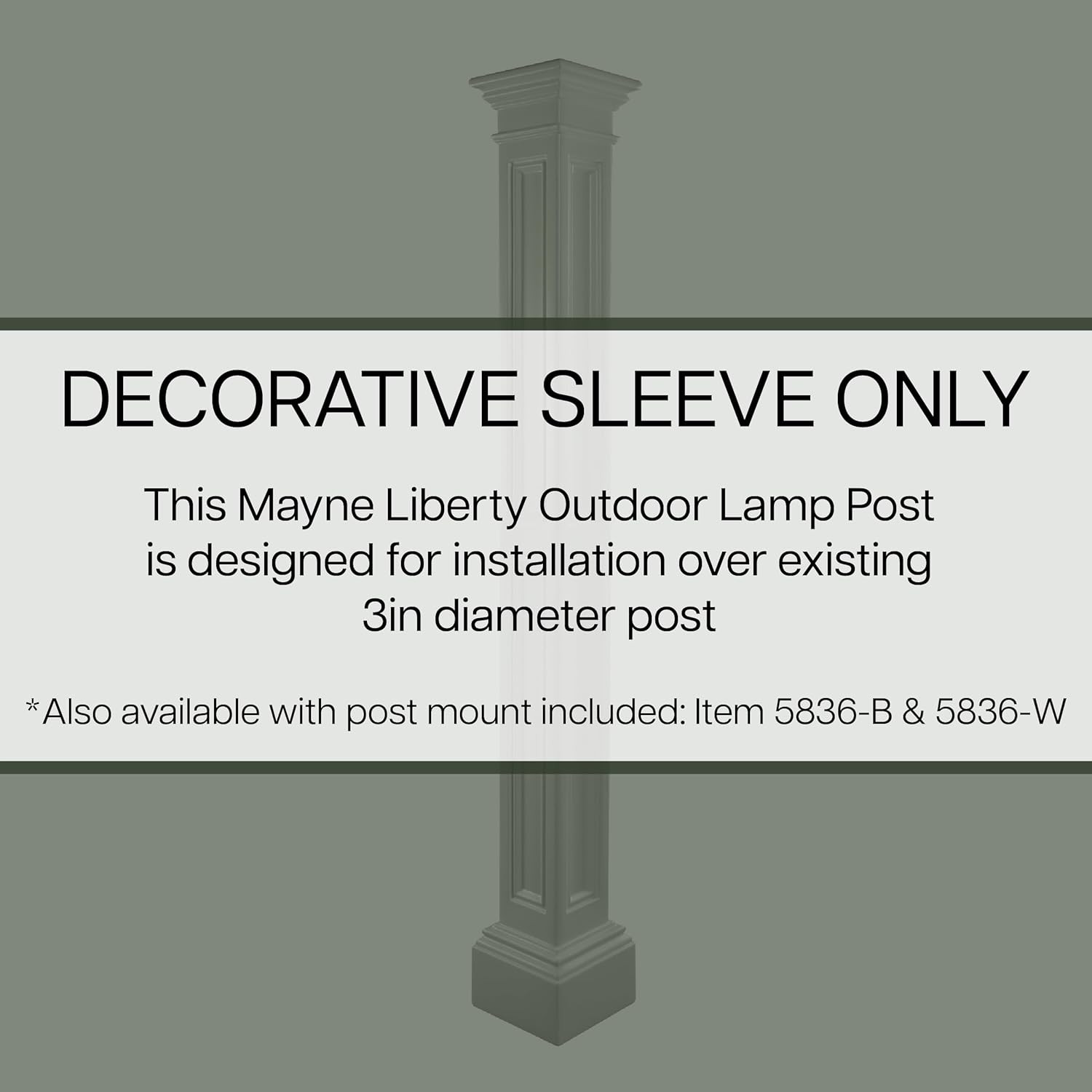 Liberty Lamp Post – White – 9.5In L X 9.5In W X 72In H – Fade Resistant – Polyet