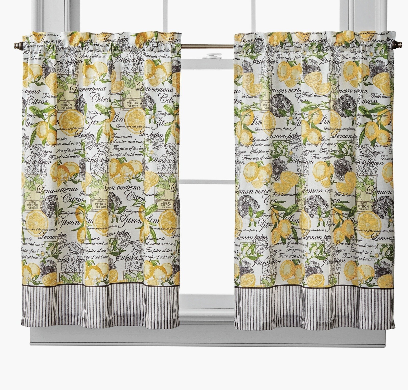 🍋 Waverly Lemon Zest Tier Pair Kitchen Window Curtain | Limoncello Yellow Green