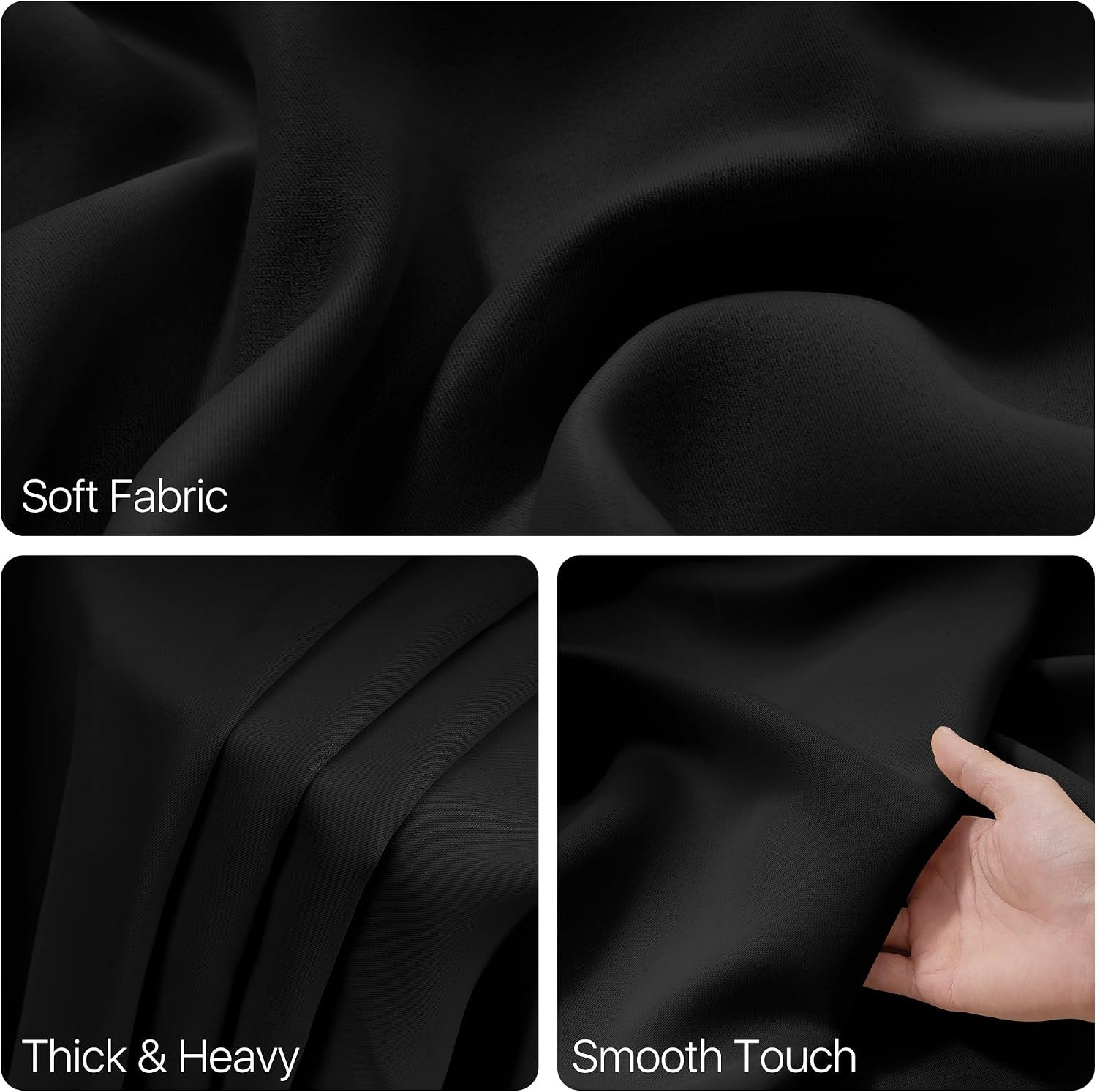 Black Room Divider Curtains with Flexible Track Wall Mount&Ceiling Mount for Sli