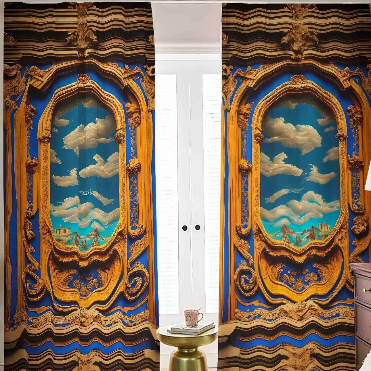 Surrealistism Baroque Sky Window Frames Blackout Curtains Drapes Shades Lodge