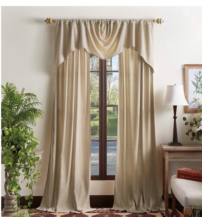 Martha Stewart Naples Chenille Solid Window Curtain Valance, Natural Sz 72×28