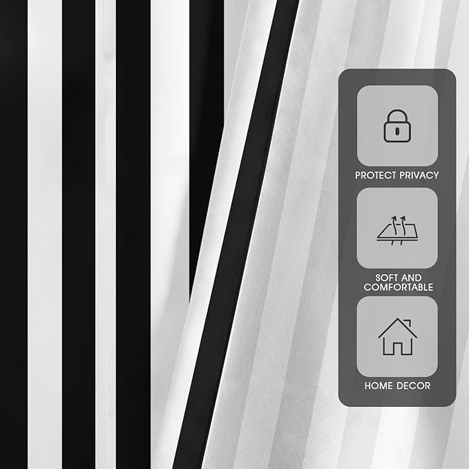 Black and White Kitchen Curtains Striped Simple Trendy Neutral Art Teen Men B…