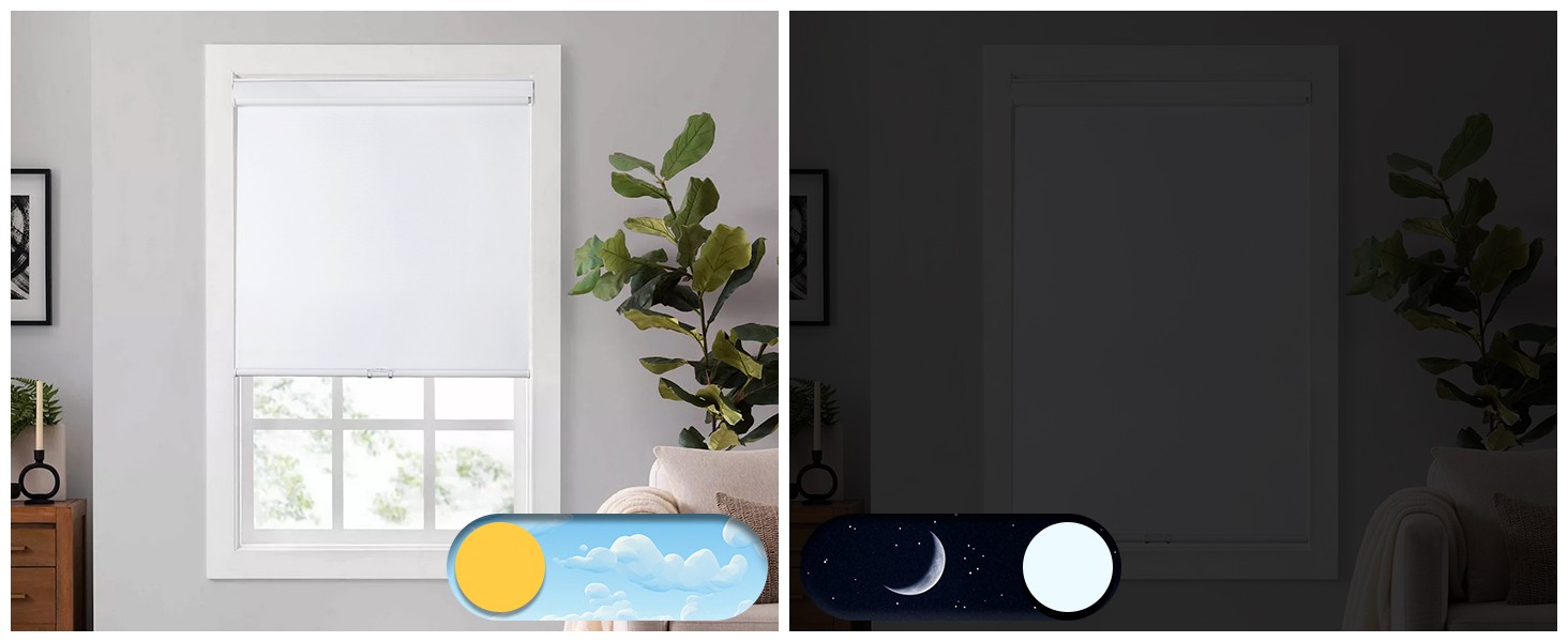 Roller Window Shades Free-Stop Cordless Blackout Blinds, Thermal Insulated Pull