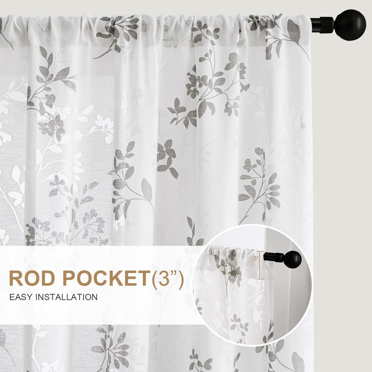 Kitchen Curtains 36 Inch Length Cafe Tier Drapes, Light Filtering Semi Sheer …