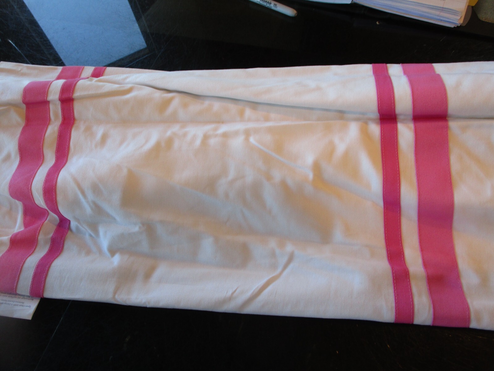 Pottery Barn Kids Harper cordless roman shade blackout lining 26 64 white pink