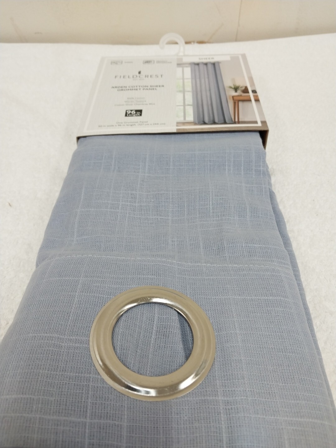 Fieldcrest Arden Cotton Sheer Grommet Panel Curtain Chambray Blue 50in x 96in