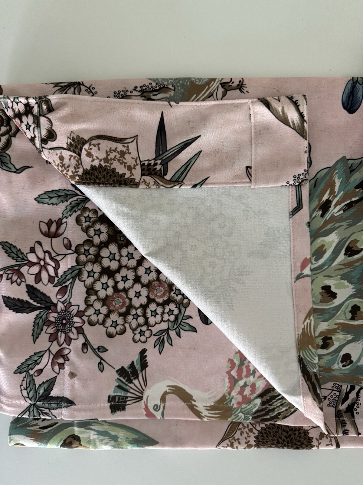 CALLISTO Window Curtains 2 Panels 38” X 84″ Peacock Birds Drapers Back Top Blush