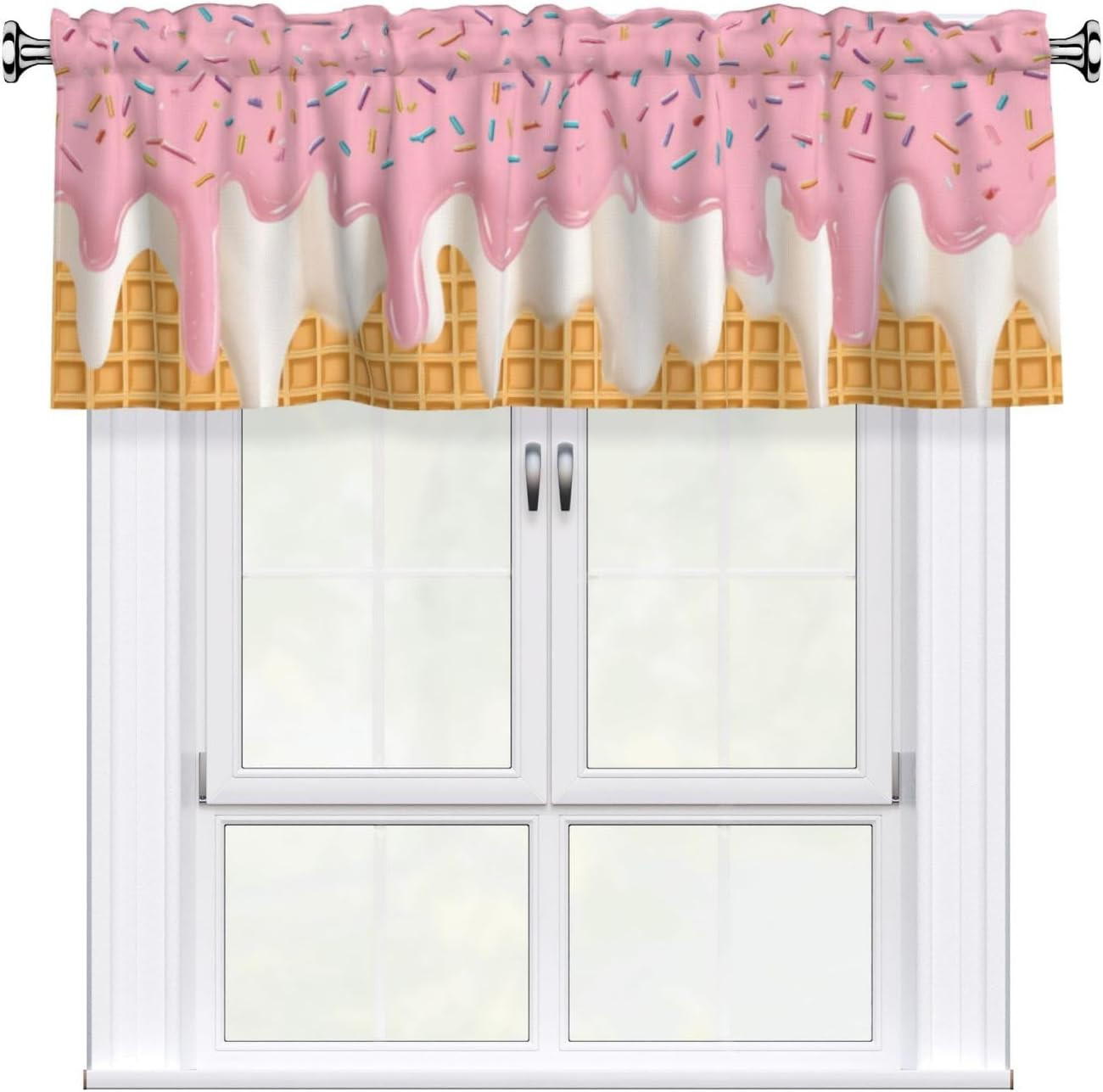 Cream Valance Curtain Short Window Valance for Kitchen Bathroom Bedroom Living R