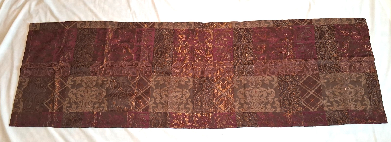 Brocade Tapestry Valance Burgundy Gold Beige Opulence Patchwork Style 63″ x 20″
