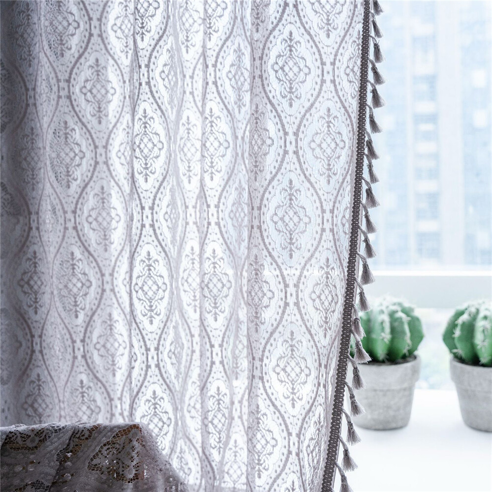 Crochet Transparent Hollowed Out Living Room Balcony Bedroom Window Drape Decor