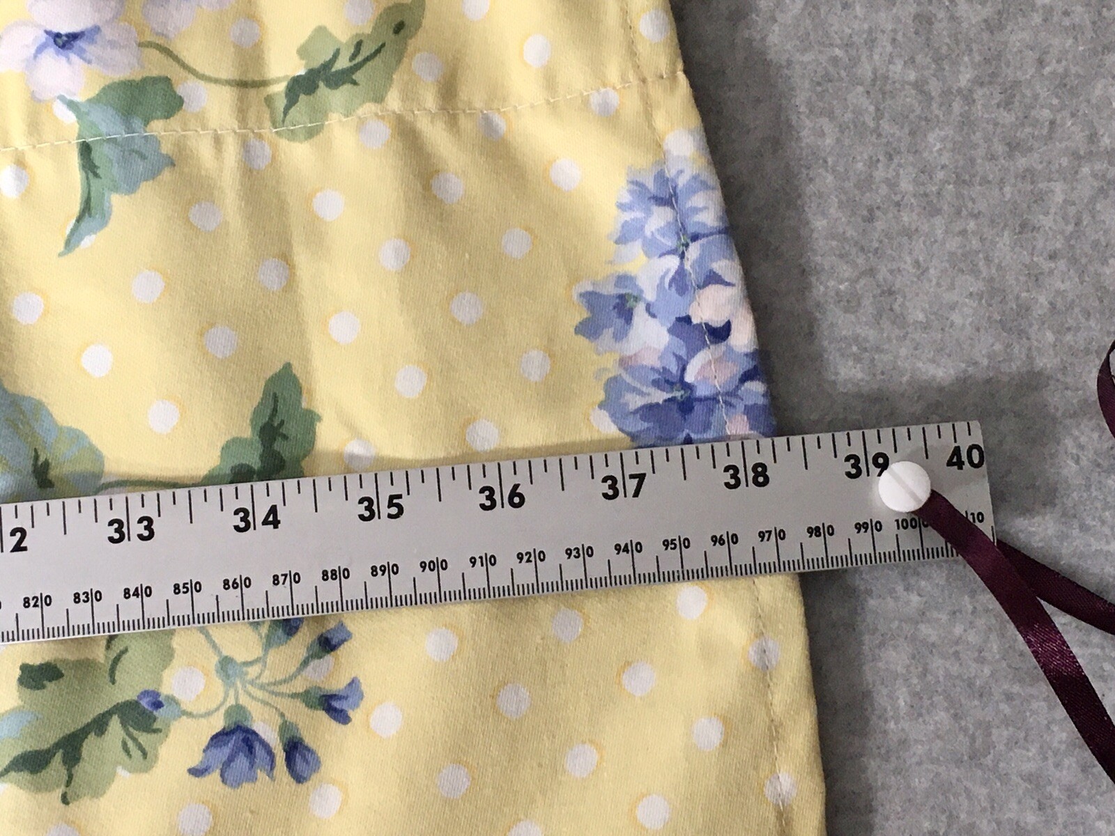 Waverly Valance Blossom Hill Hydrangea Yellow Blue Valance Dots 76 x 17 Cottage