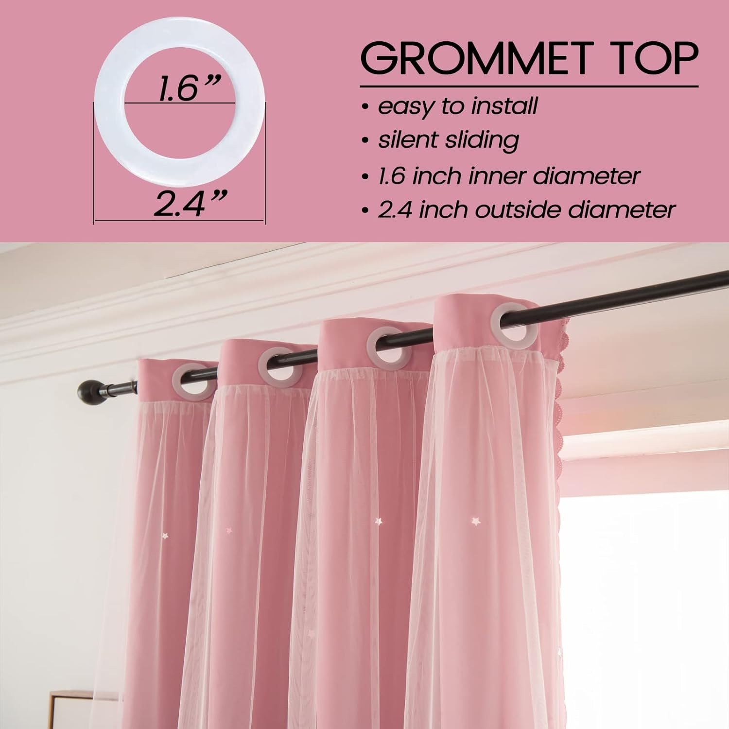 Girls Curtains for Living Room Bedroom Curtains Double Layer Blackout Curtain…