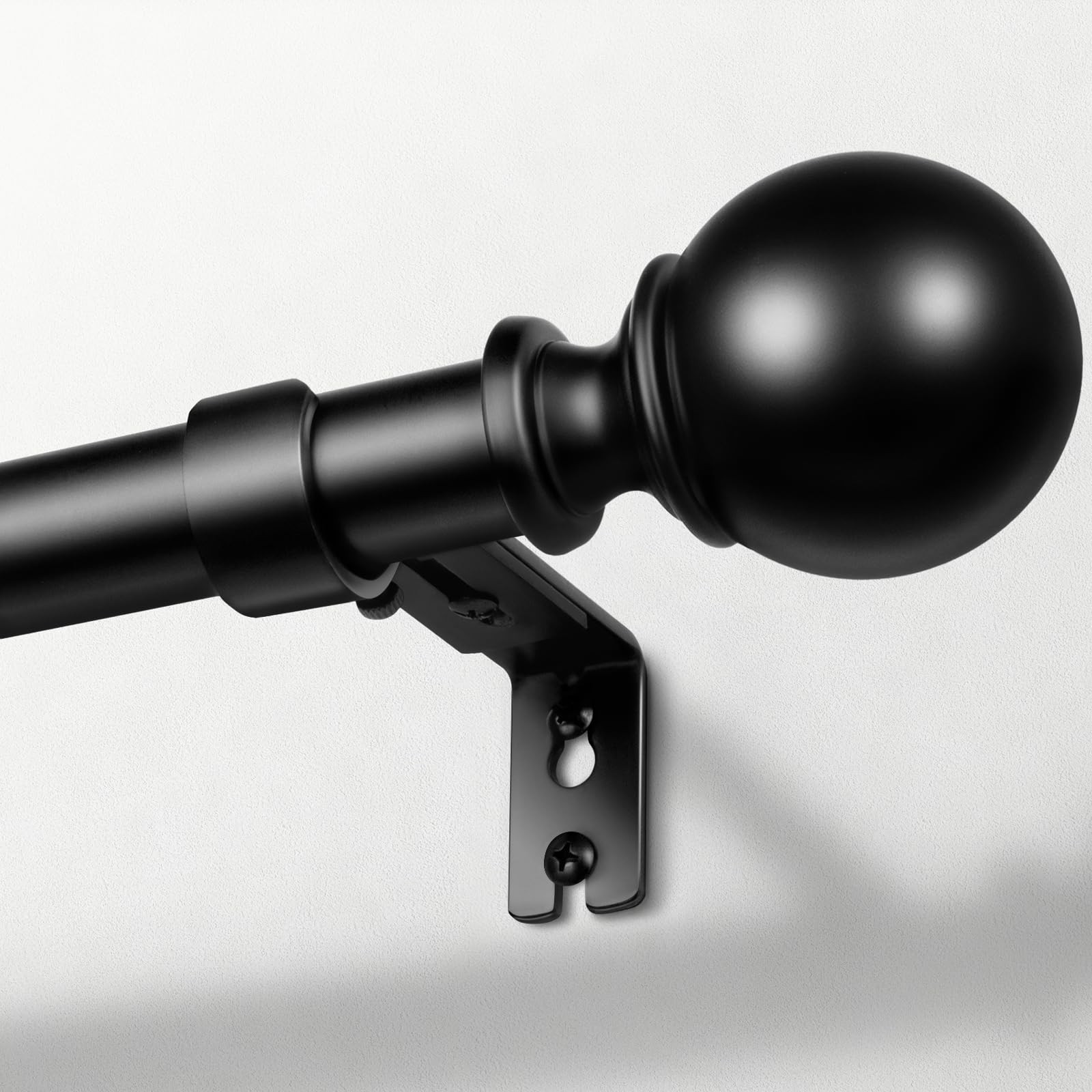 Zeerobee Curtain Rods 32″-72″ Black Heavy Duty Adjustable Iron Wall Mounted