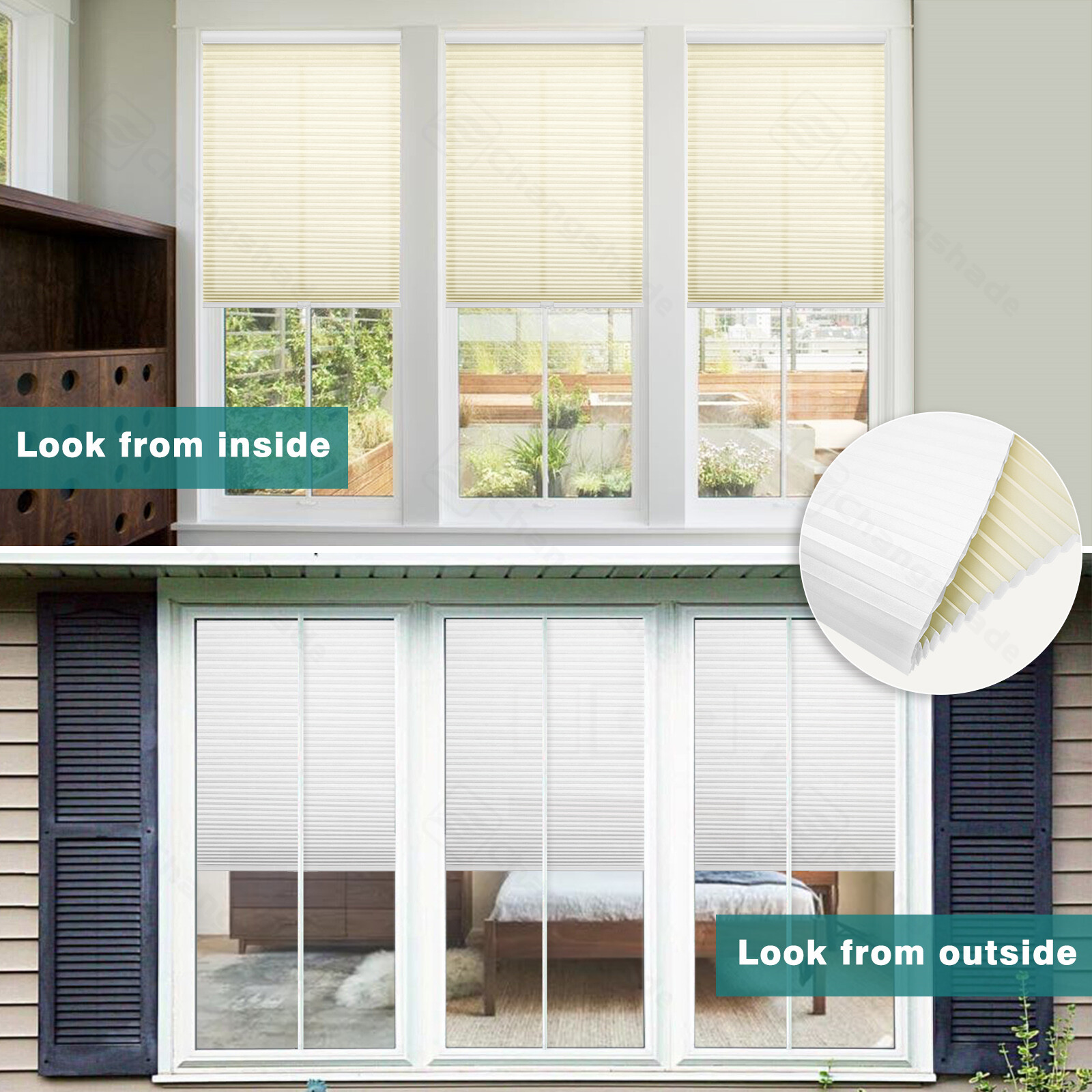 CUSTOM CUT Cordless 1.5inch Window Shades Light Filtering Cellular Shades
