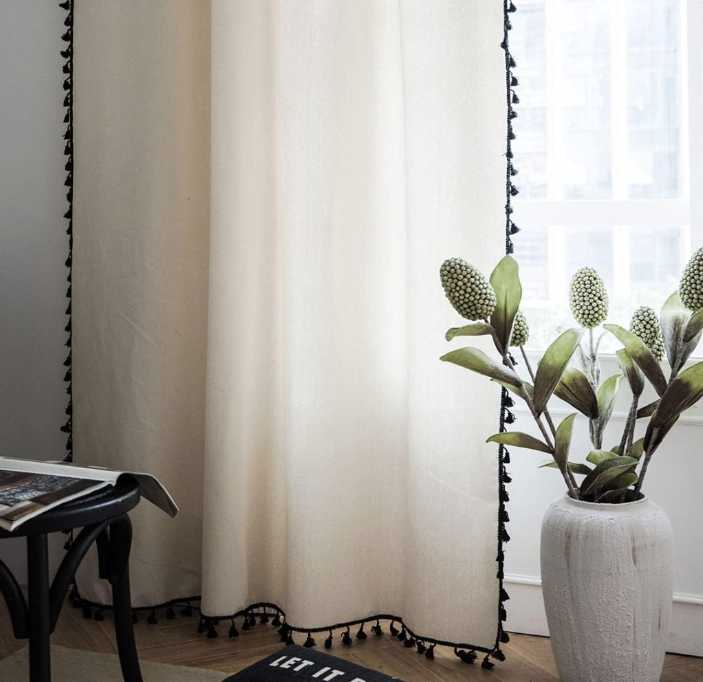 Beige Curtain Drape Half Dark Curtain Bedroom Living Room Eyelets 1 PACK