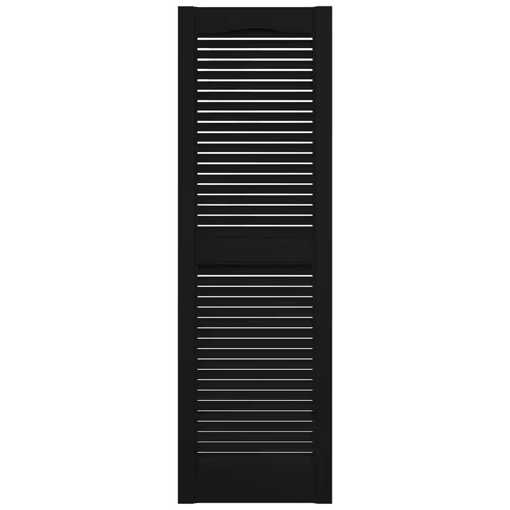 14.5 In. X 60 In. Louvered Vinyl Exterior Shutters Pair in Black