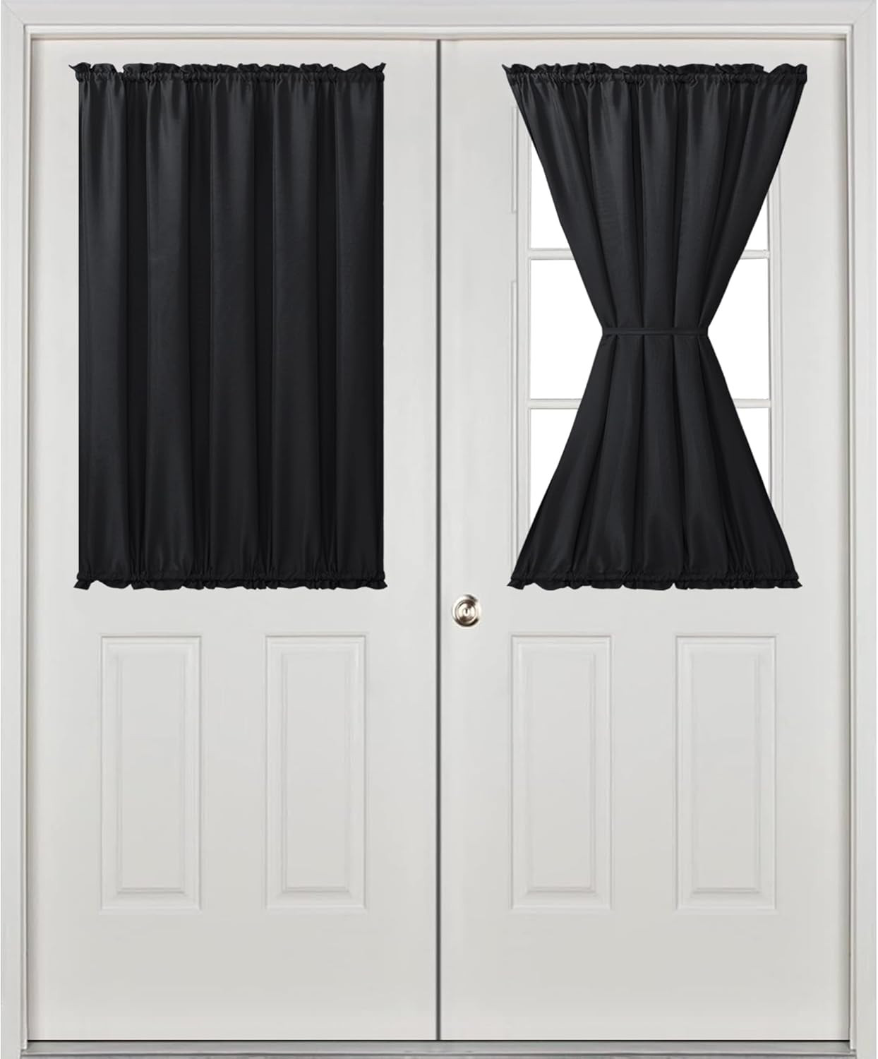 French Door Curtains for Small Window, Rod 52″W X 40″L (Pack of 1) Black