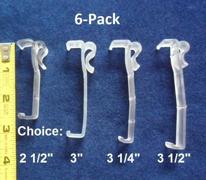 6-Pack 2 1/2″ 3″ 3 1/4″ or 3 1/2″ Valance Clips For Faux & Wood Venetian Blinds