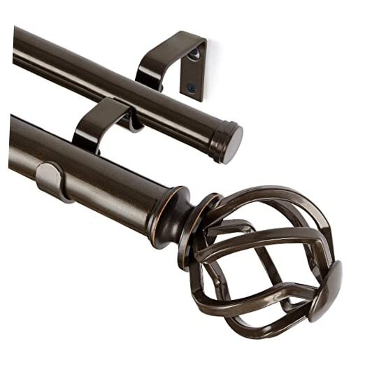 1 Inch Double Curtain Rods 36 to 72 Inches (3-6 Feet) 36-72″ Antique Bronze