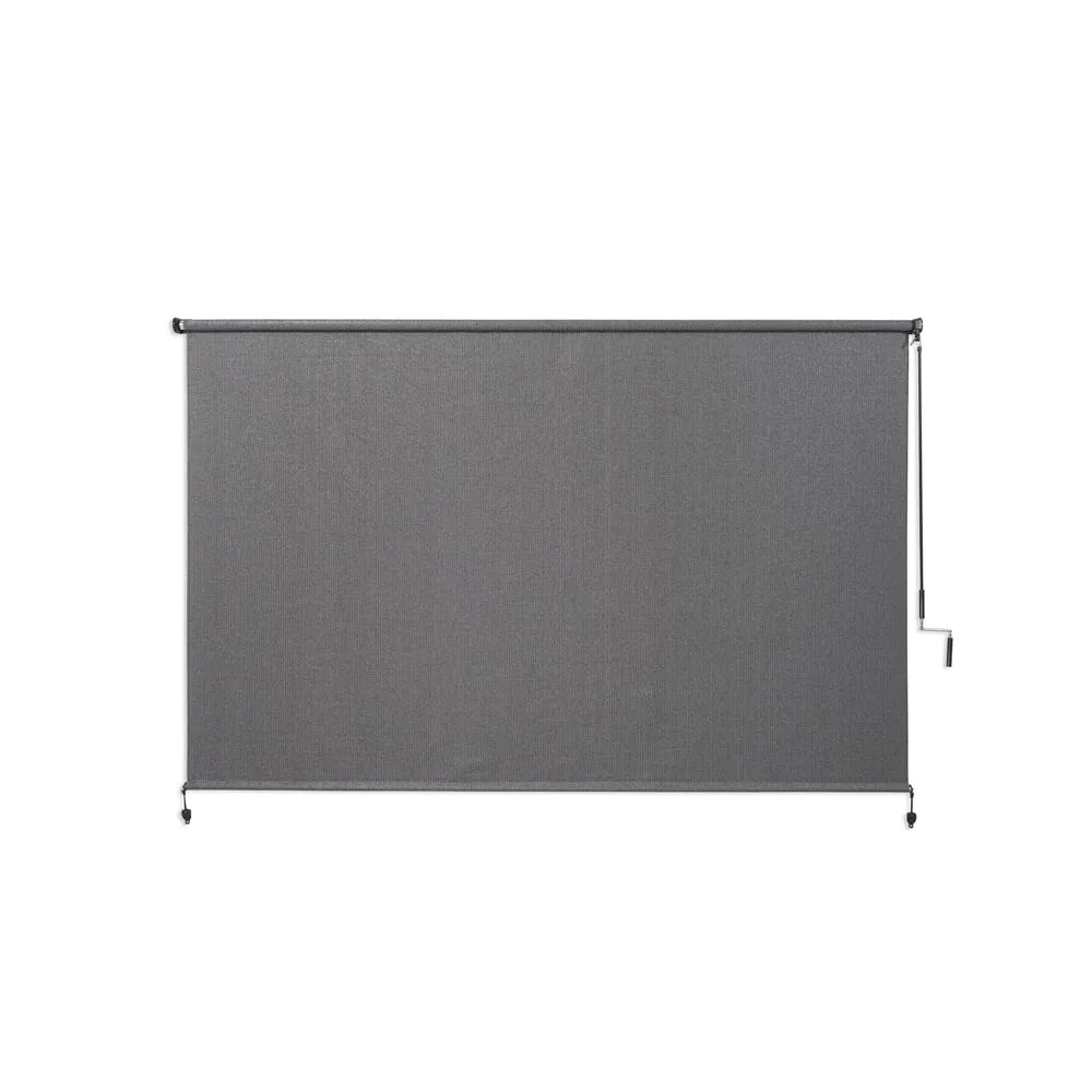 Pewter Cordless UV Blocking Fade Resistant Fabric Exterior Roller Shade 96 In. W