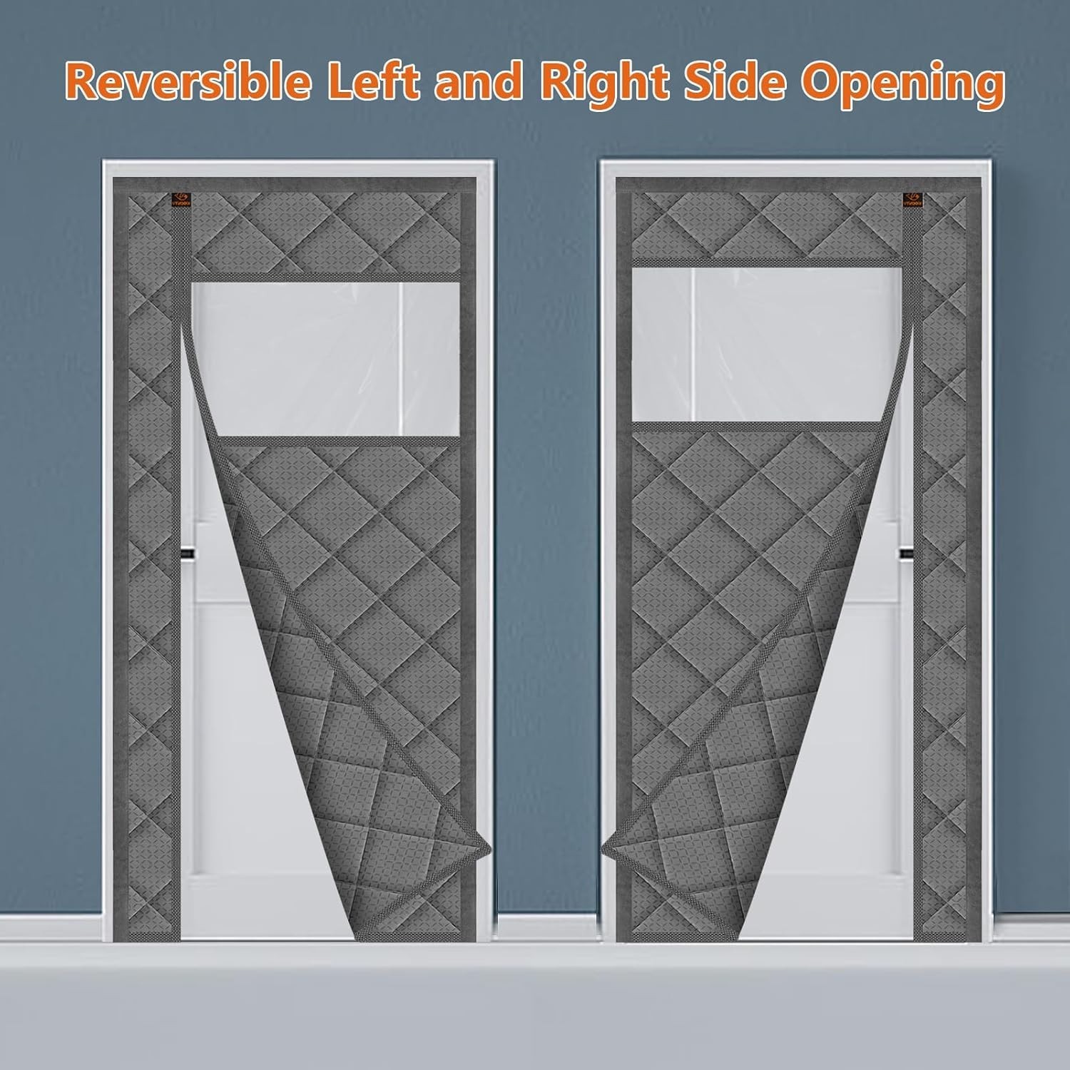 Detachable Magnetic Thermal Insulated Door Curtain 36″ x 80″ – Gray Elegance
