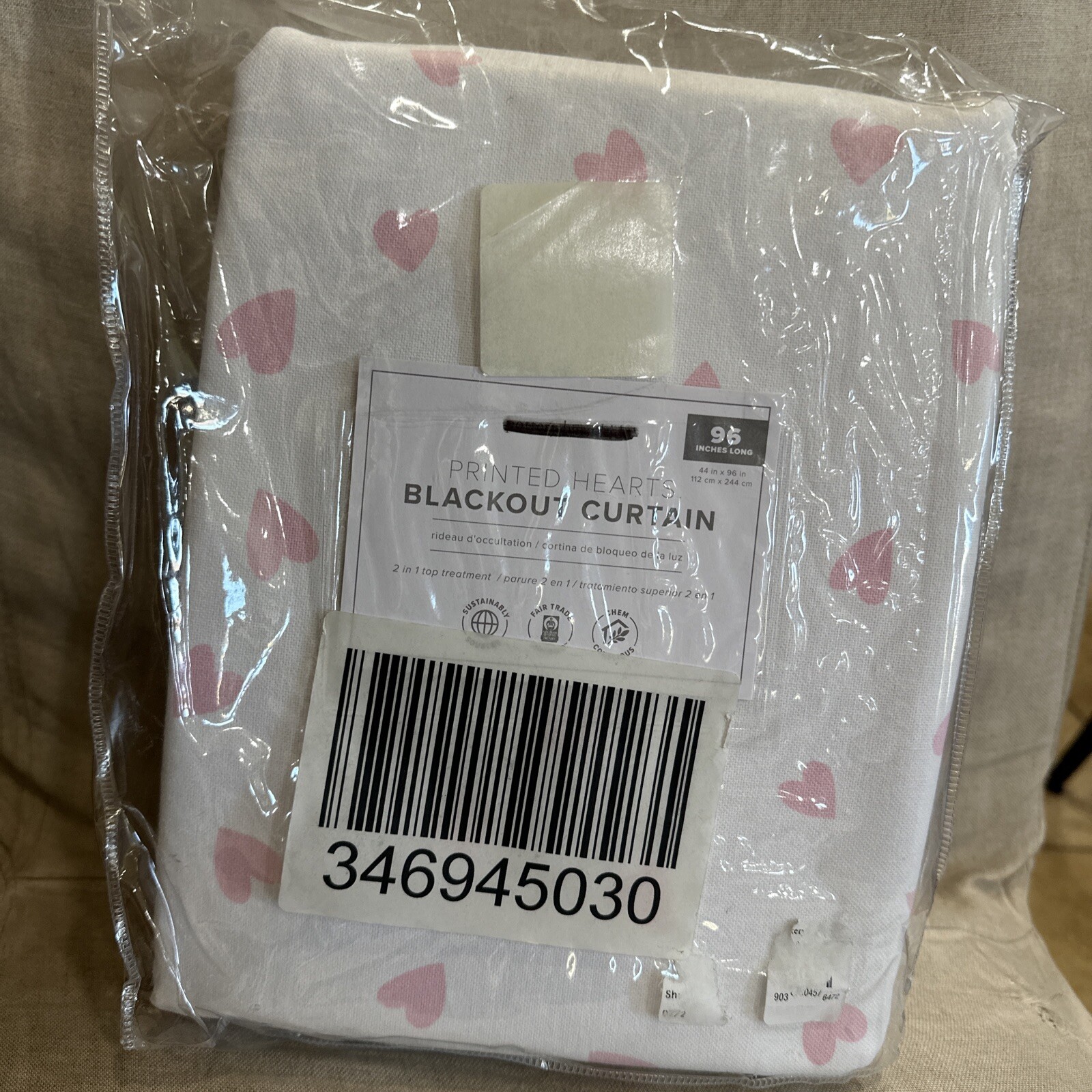 Pottery Barn Kids Printed Heart blackout curtain 44×96 Pink Multiples available