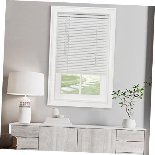 Cordless GII Morningstar 1″ Light Filtering Mini Blind 28″W x 64″H Pearl White
