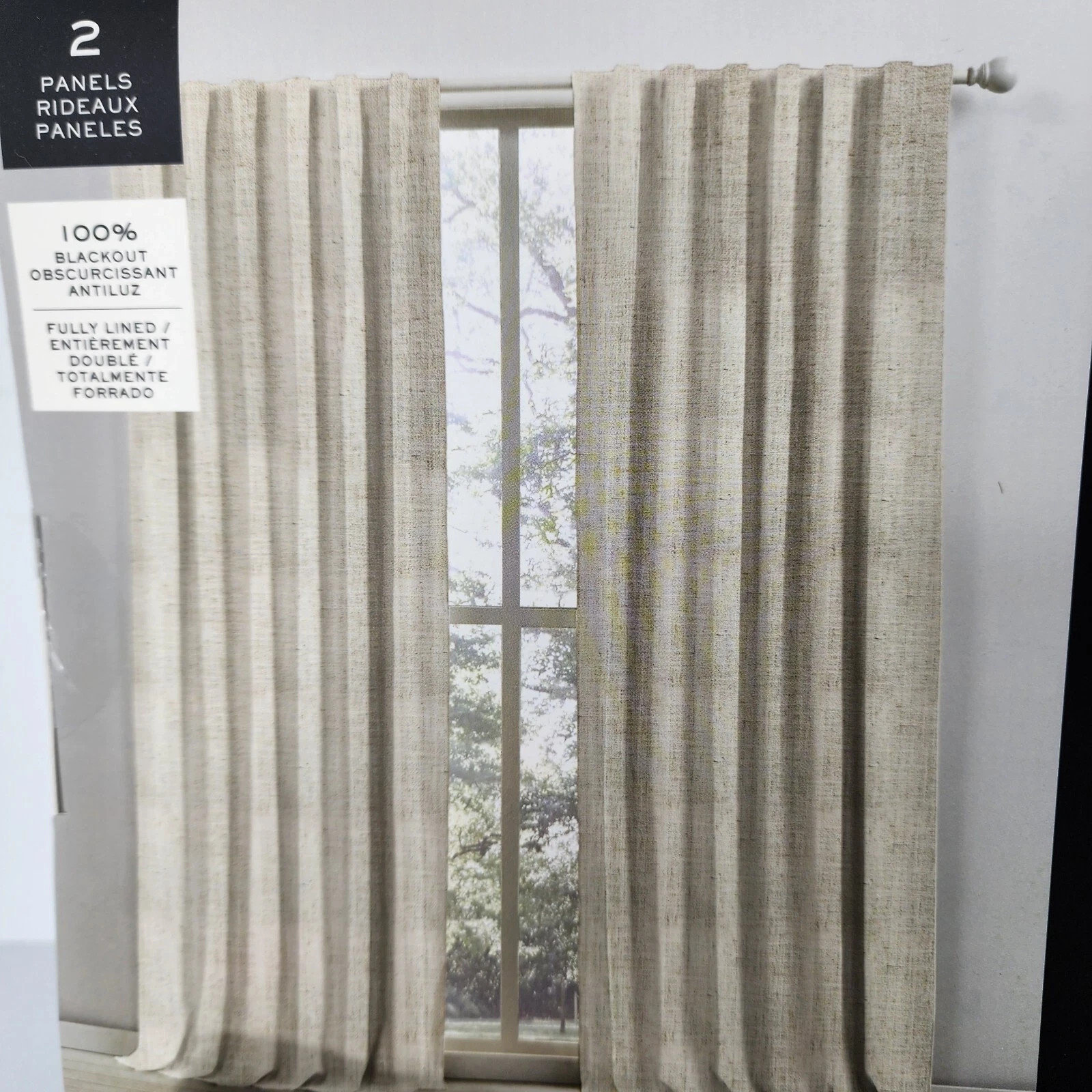 Ralph Lauren Window Curtains 2 Panels Blackout 52 x 84 Linen Herringbone Natural