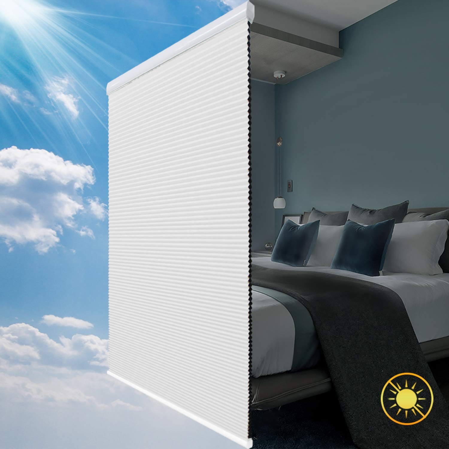Blackout Cellular Shades Cordless Blinds Window Shades for Home, 25W x 64H, W…