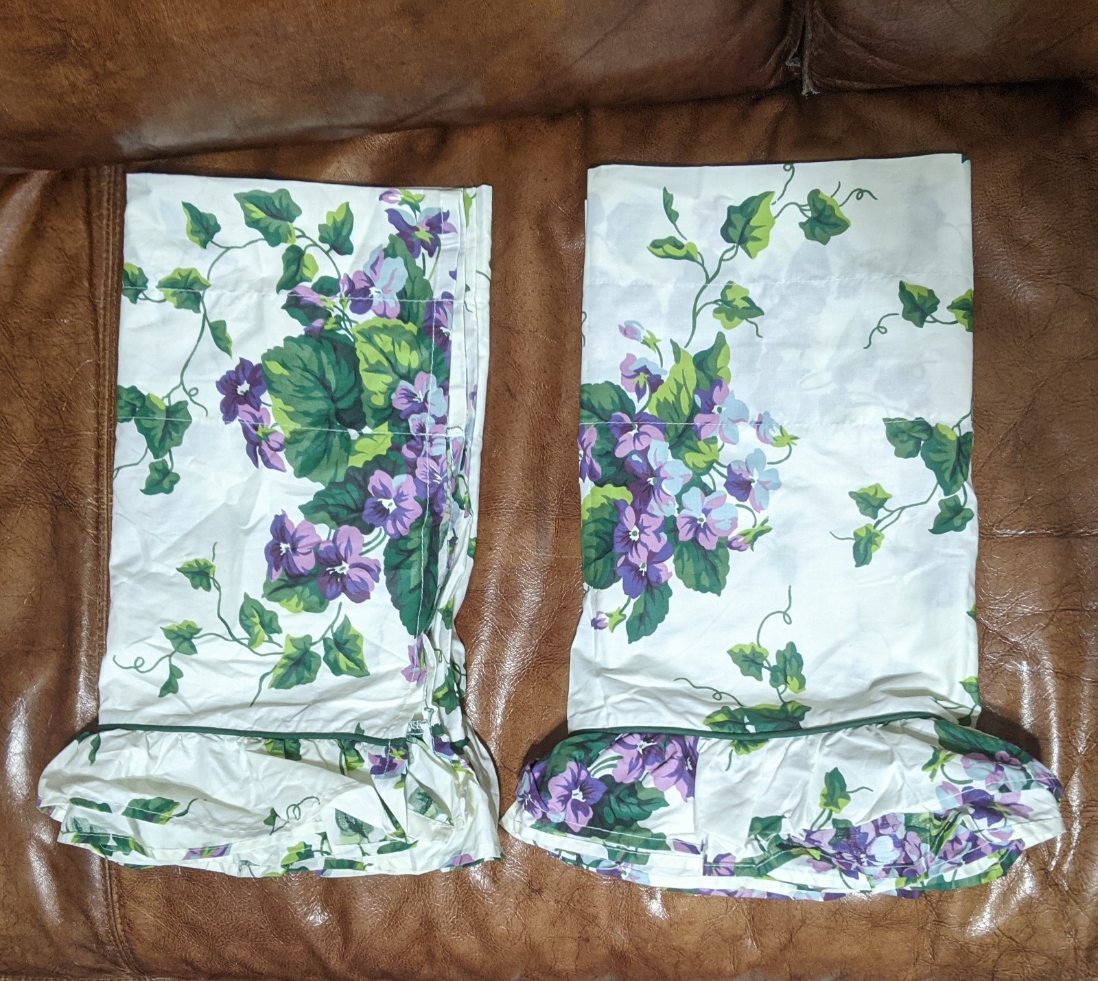 Vintage Waverly Garden Room Sweet Violets Ruffled Valance 72 X 17 Set Of Two