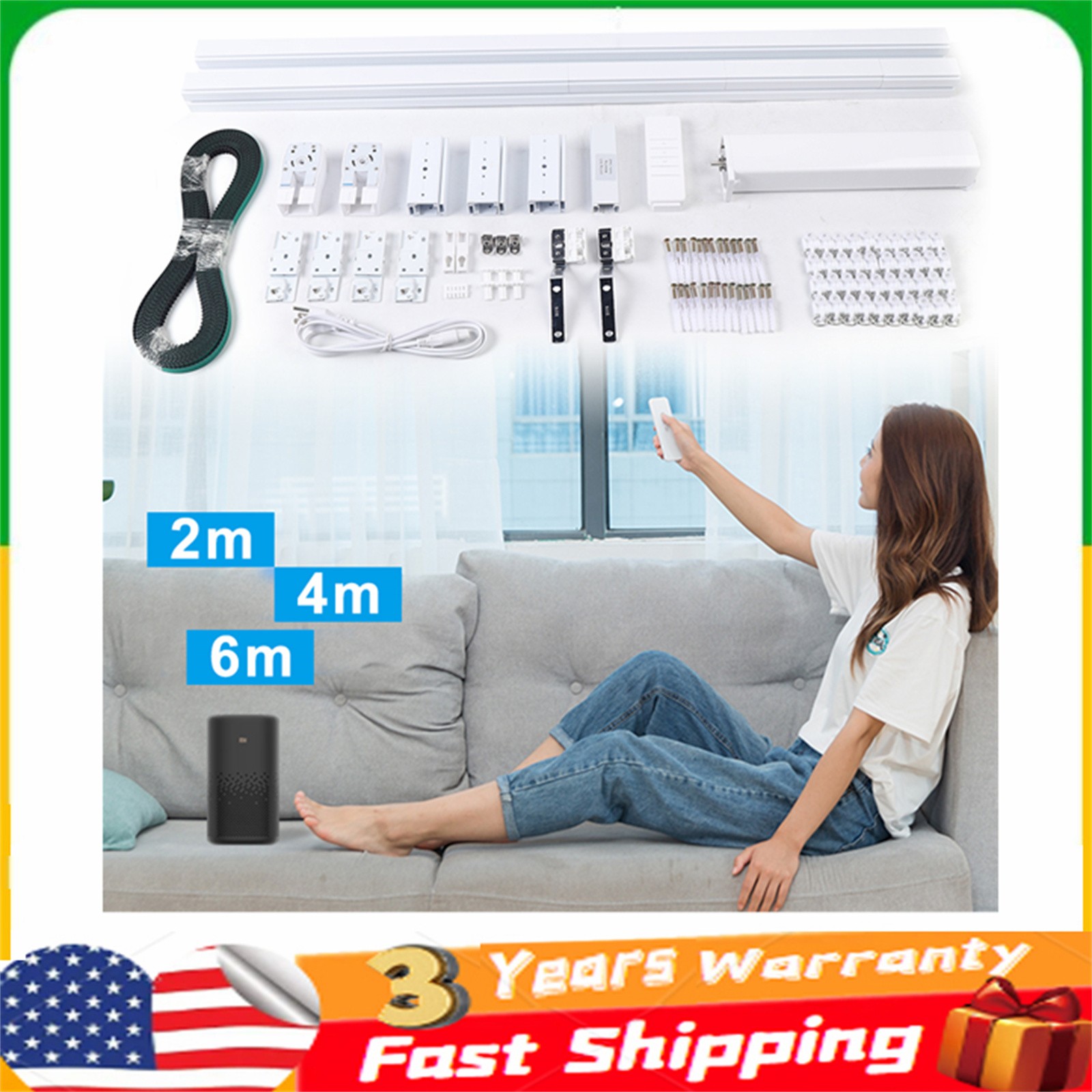 Smart Curtains System Electric Curtain Rod Track Rail Remote Controlled Drapery