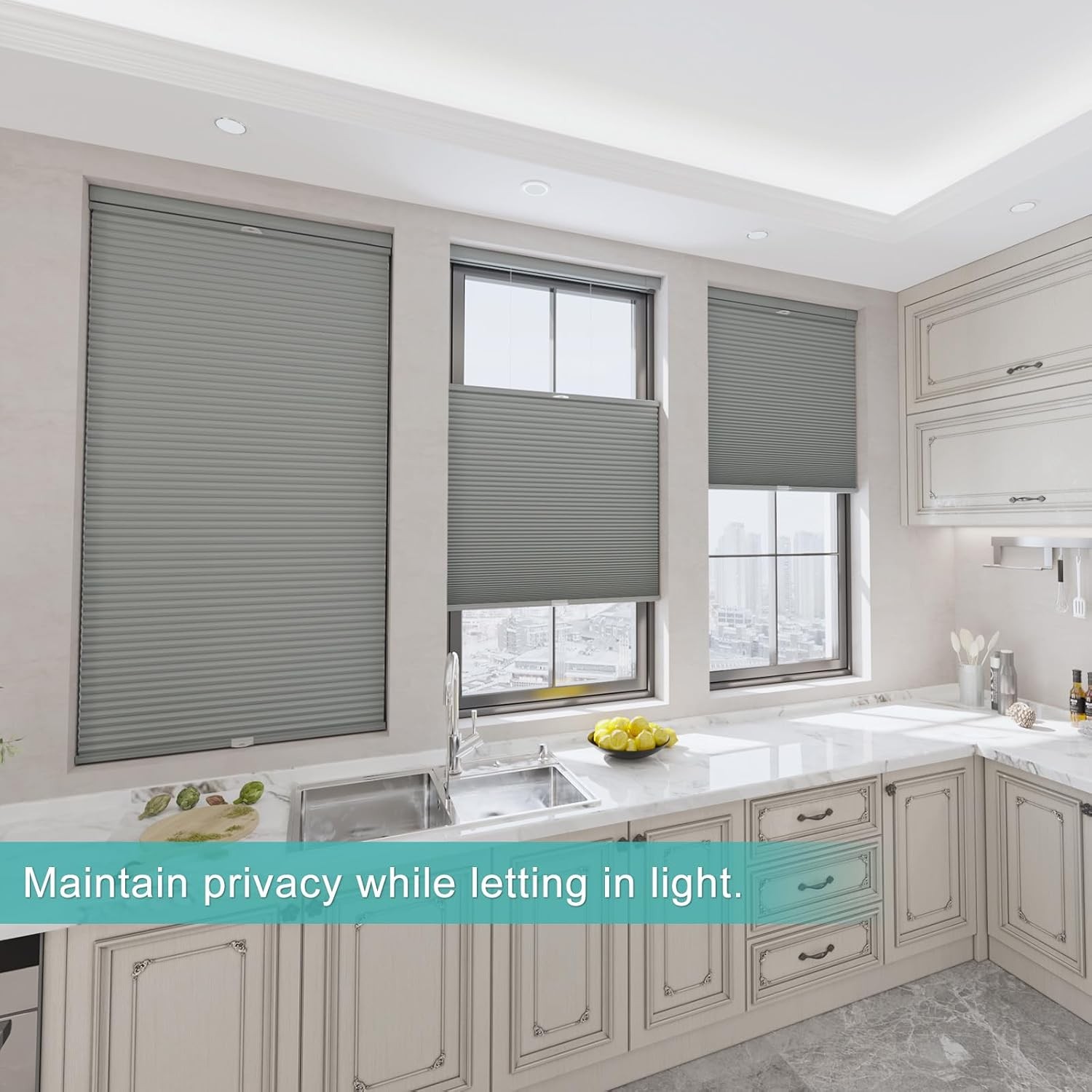 Changshade CUSTOM Blackout Honeycomb No Tools No Drill Day Night Cellular Shades