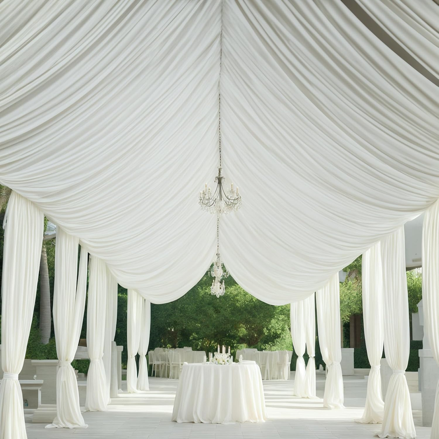 10x20Ft Ivory Ceiling Drapes 2 Panel Wedding Tent Curtain Backdrop 20Ft Tall