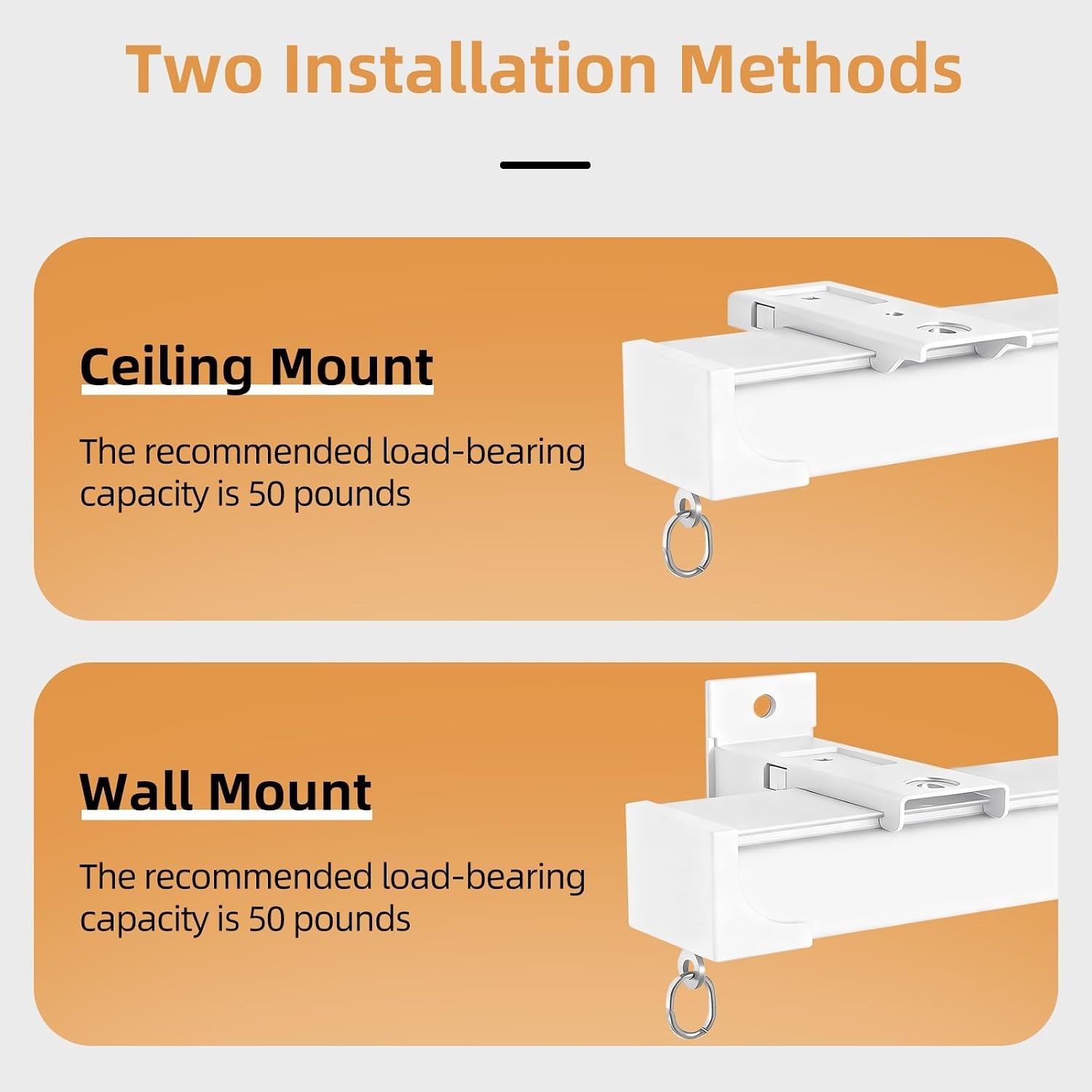 Curtain Tracks Ceiling Wall Mounted White 6.89FT Thickened Style Curtain Trac…