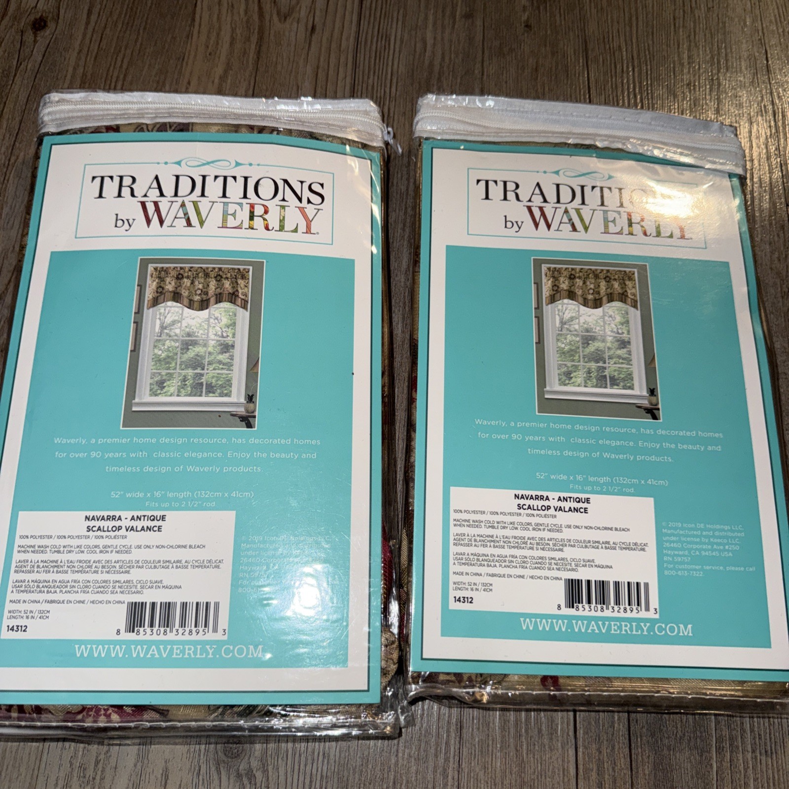 Traditions by Waverly Navarra Antique Curtain Scallop Valance 52W 16L Lot of 2
