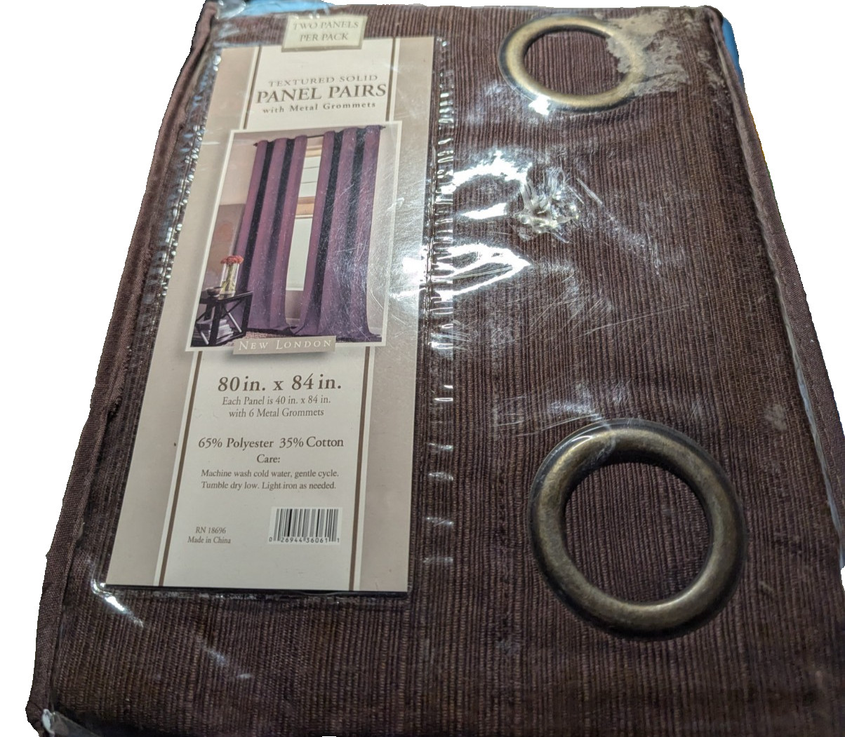 Unbranded textured solid panel pairs with metal grommets maroon 84″ x 84″ NIB
