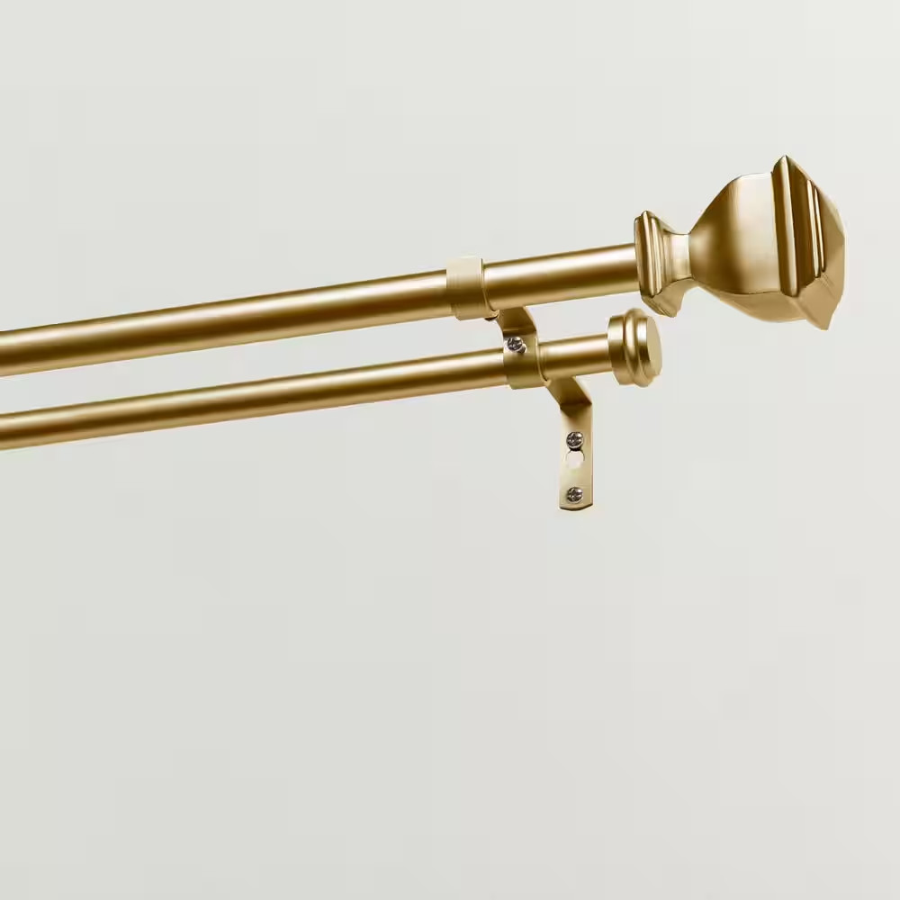 Napoleon 66 In. – 120 In. Adjustable 3/4 In. Double Curtain Rod Kit in Gold with