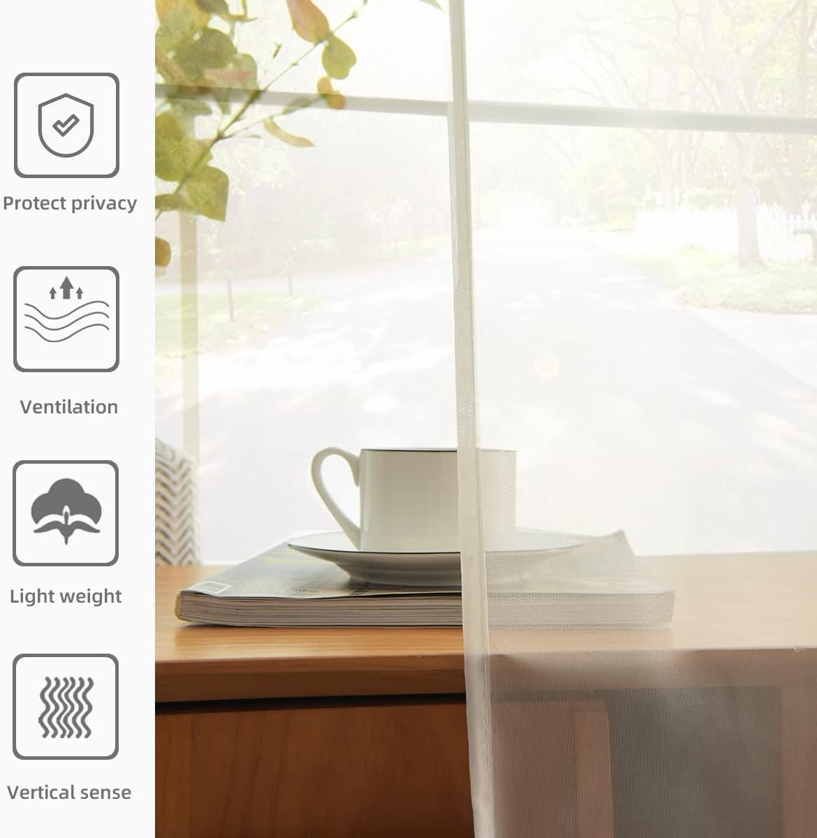 Customizable 2 Panel Sheer Voile Curtains in Ivory – 52W x 84L for a Bright Home