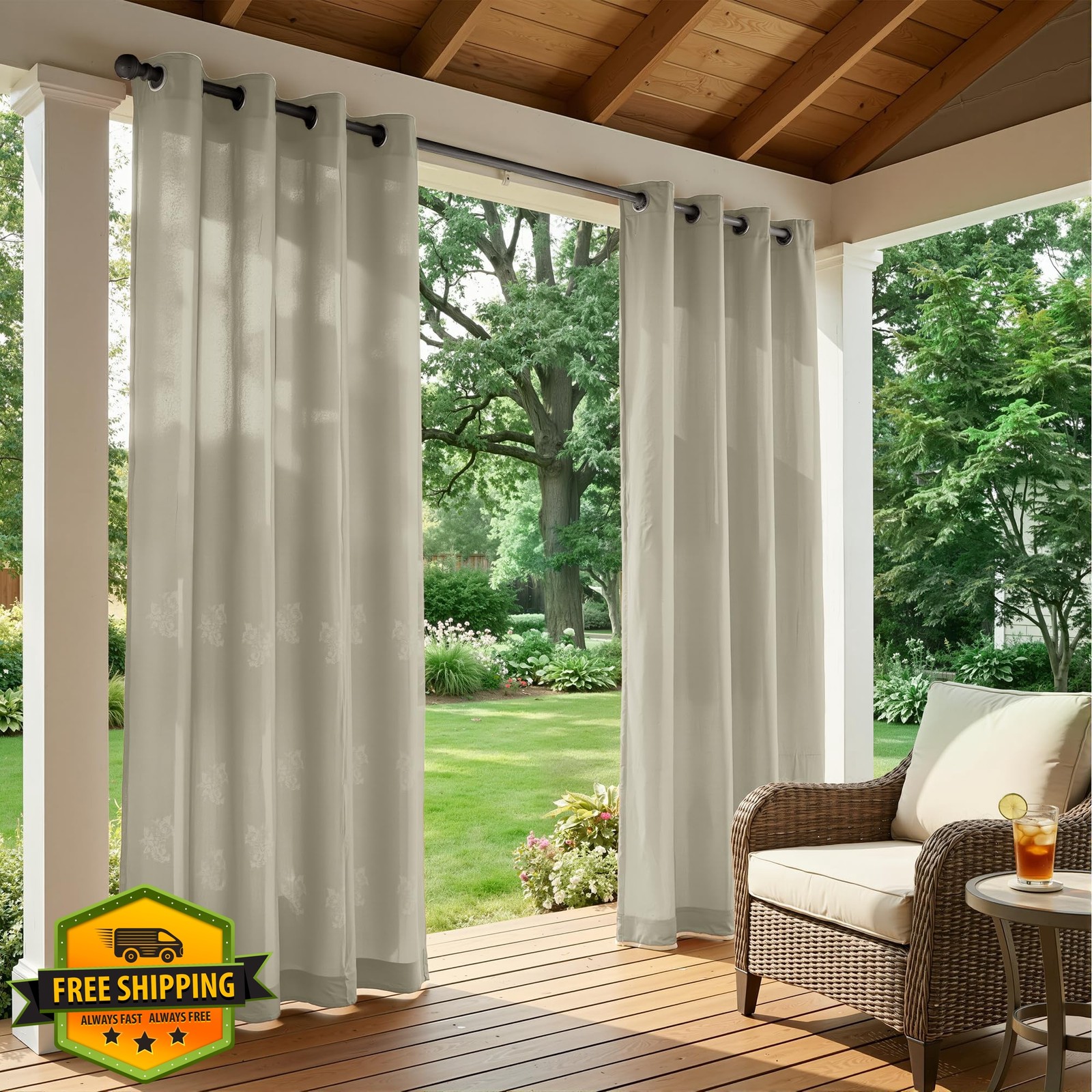 Sunshelf Patio Curtains Silvergrey 37″W x 84″L (6 Pack)