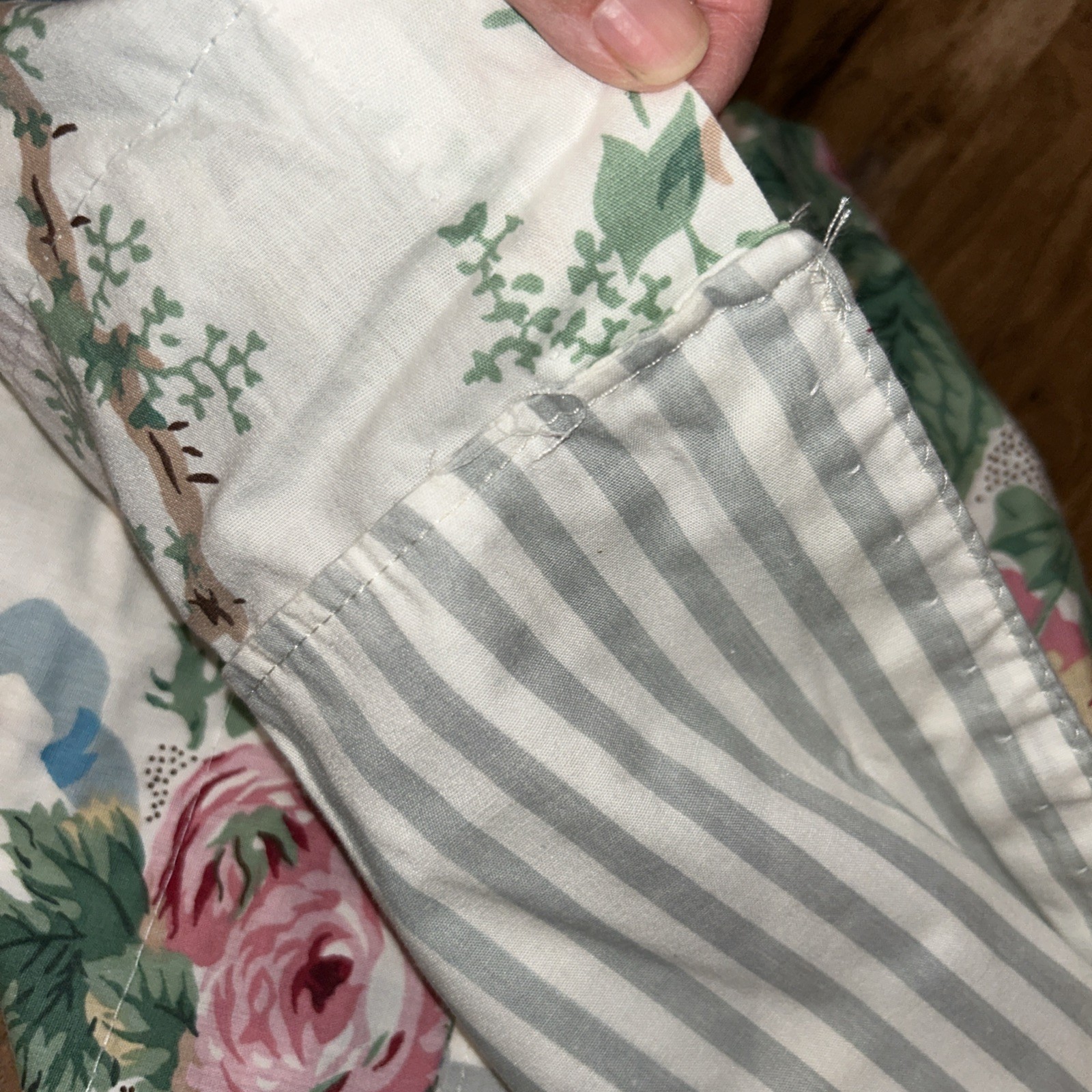Cottage Core Croscill Mint & Pink Cabbage Roses Bows Valance Altered 84×19”