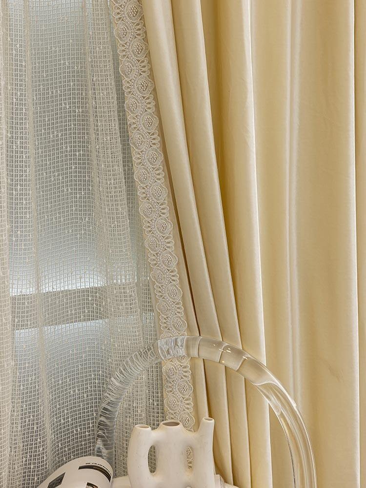 costom beige American lace cloth flannel window blackout curtain tulle M1849