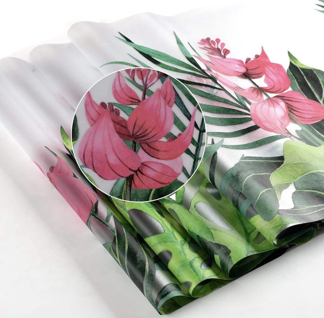 DKTIE Tropical Flowers Static Cling Window Film Non-Adhesive, Frosted, Privacy