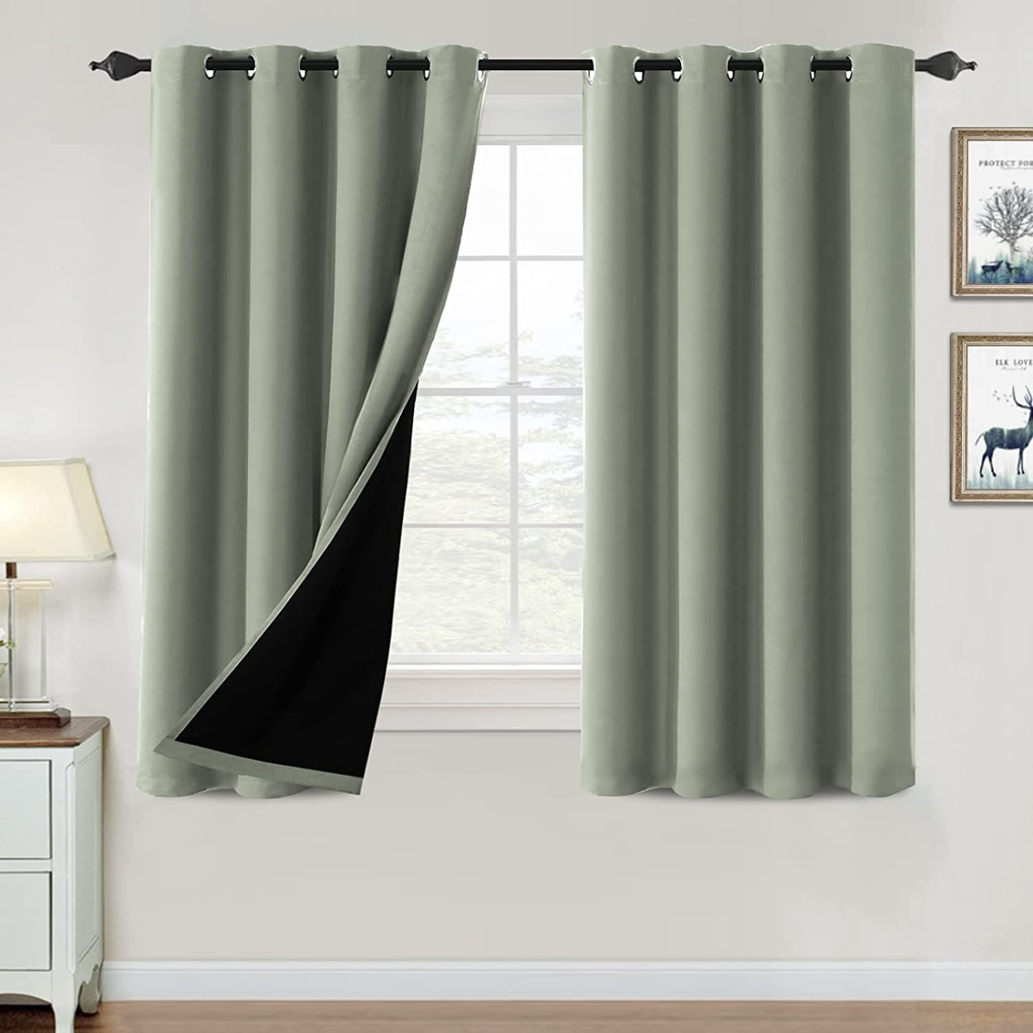 100% Blackout Curtains for Bedroom Thermal Insulated Blackout Curtains 54 Inch L