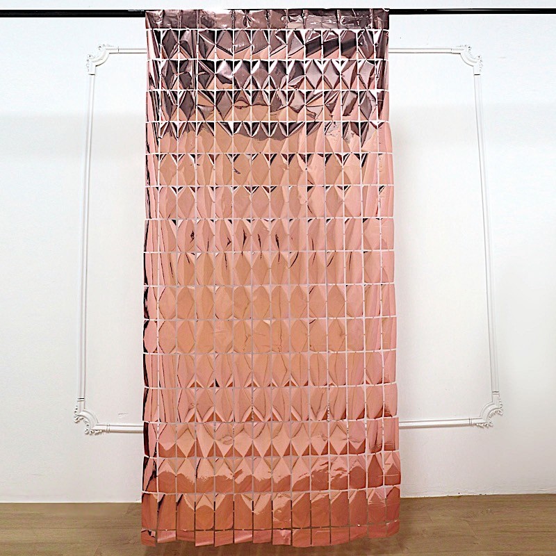 3 ft x 6.5 ft ROSE GOLD Metallic Rectangle Foil Tassels Fringe CURTAINS Party
