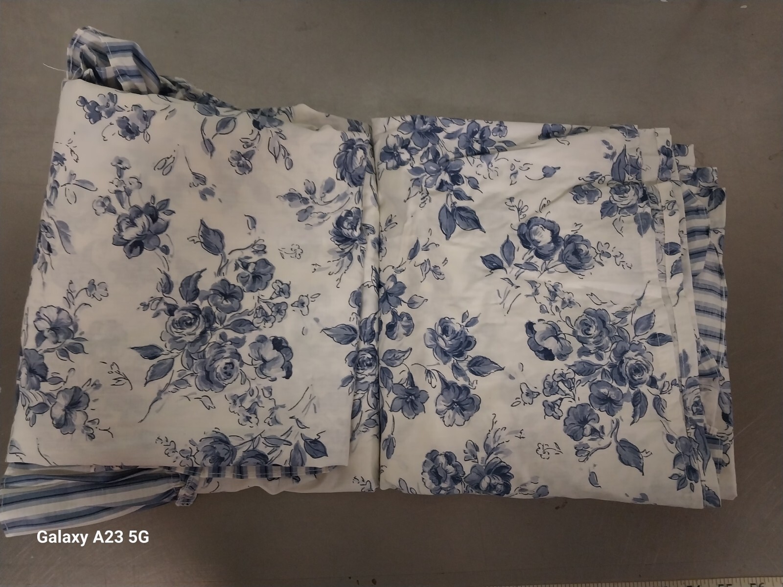 Crown Craft Floral Drapes-Blue & White Ruffled-Indigo Blue-New NOS-86 x 84