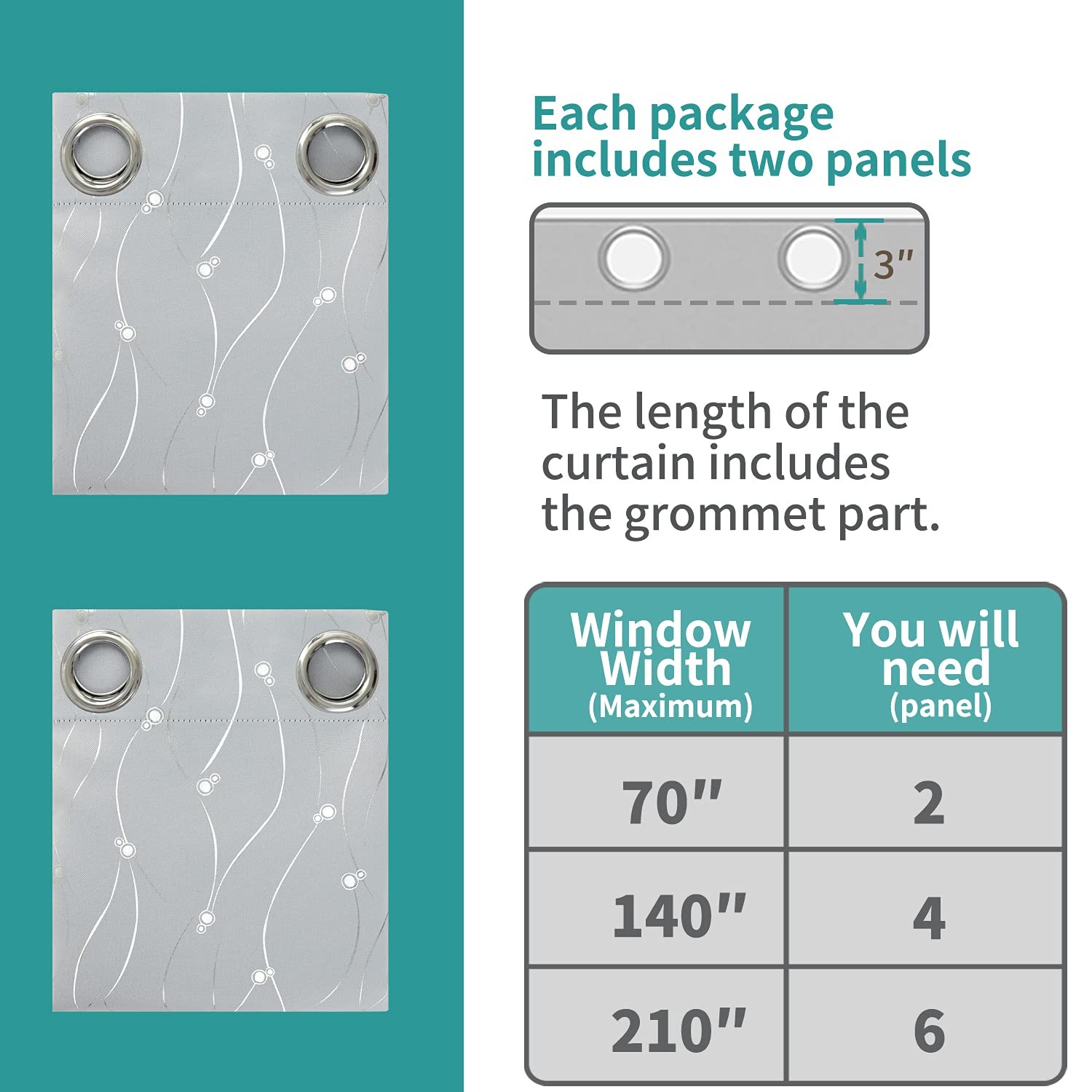 BGment Blackout Curtains 72 Inch, 2 Panels, 52×72, Light Grey
