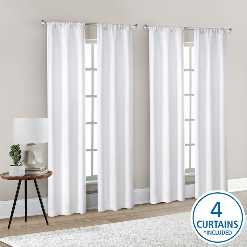 4 Pack Blackout Curtain Panels Set Light Filtering Rod Pocket Machine Washable