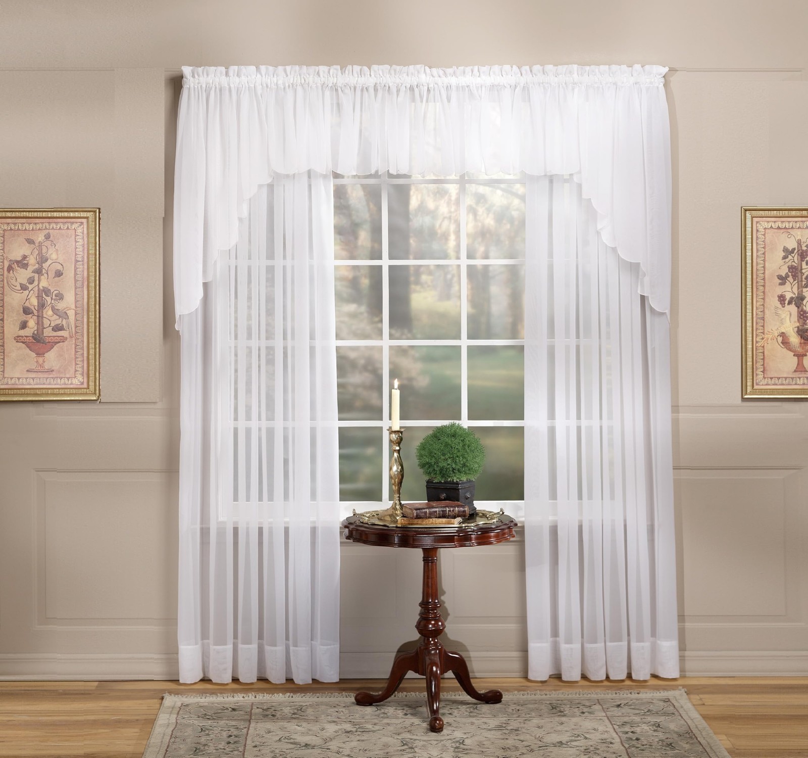 Premium Voile Sheer Kitchen Curtain 60×63 Inch 100 Polyester Easy Care