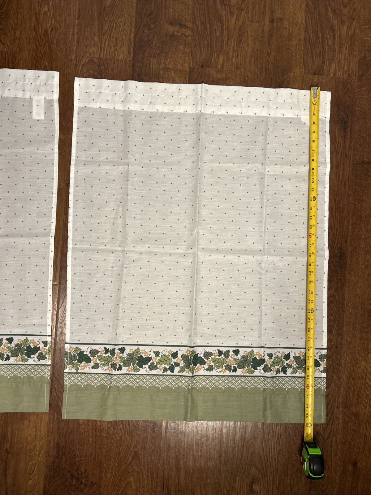Country Ivy 2 Piece Kitchen Curtain Set Green Gold White 28 X 36 Inch