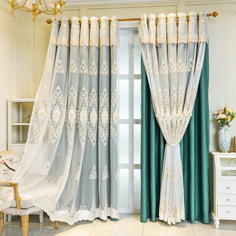 1 Panel Blackout Curtain Double Layer Window Tulle Drape Valance 3D Flower Home